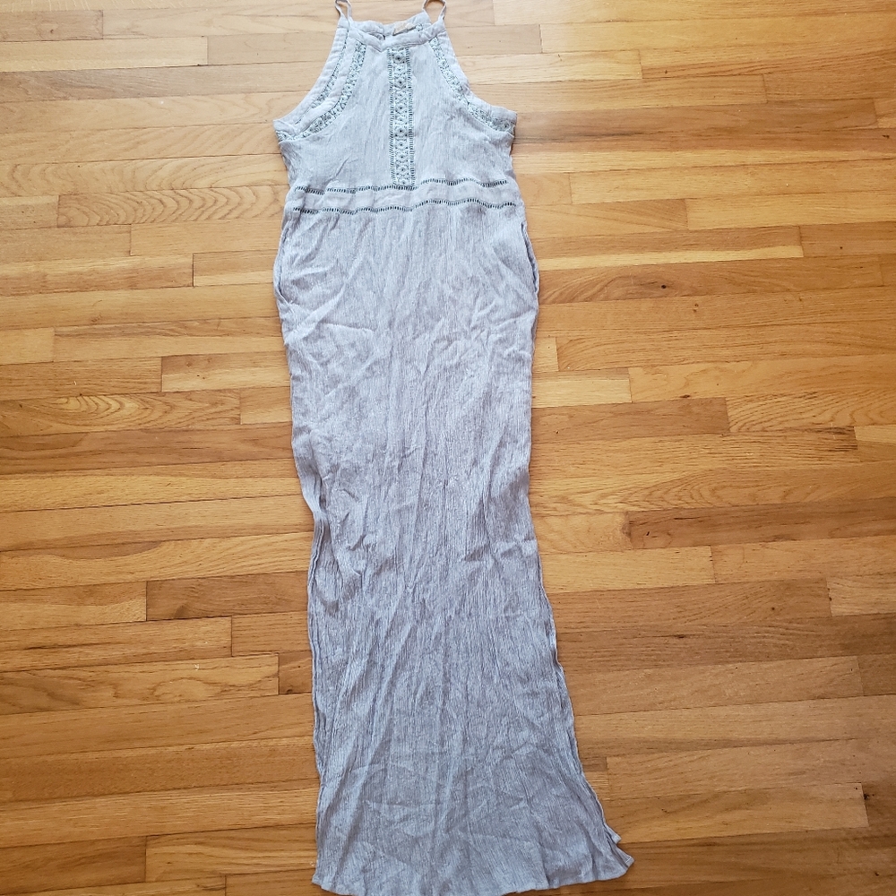 Altar'd State Grey Blue Crochet Detail Maxi Dress Size Large